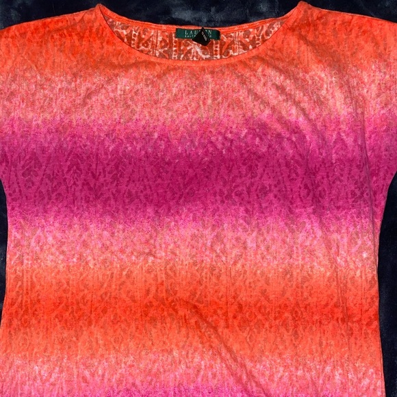 Lauren Ralph Lauren Womens Pink & Orange Top With Tie At Bottom Size S - Picture 7 of 10